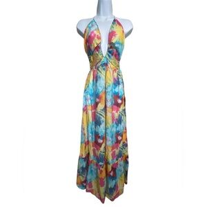 Lulu's Multicolor Halter Maxi Dress festival Coachella